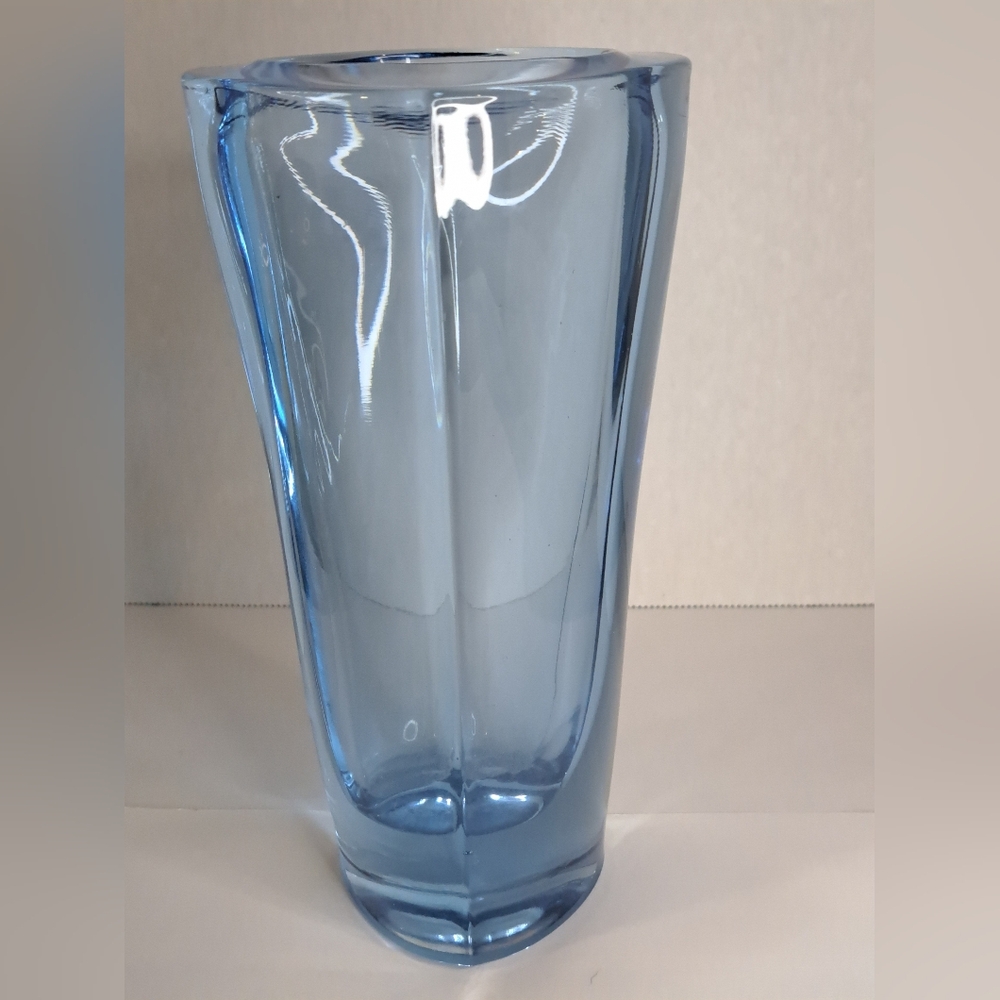 Art Glass Blue Heavy Vase.